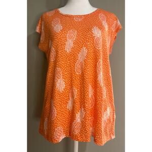 Christian Siriano New York Orange Pineapple Print 100% Linen Top‎ Size Medium